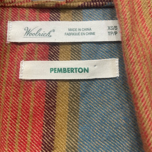 Wool rich Pemberton Striped Cardigan in Red, Blue, and Tan - Picture 3 of 6